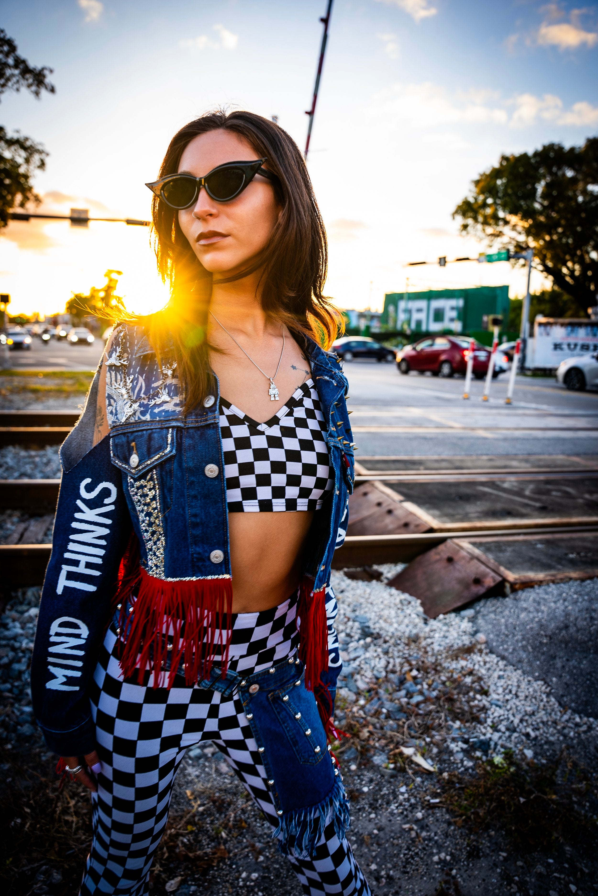 Jacket - Denim Red Fringe