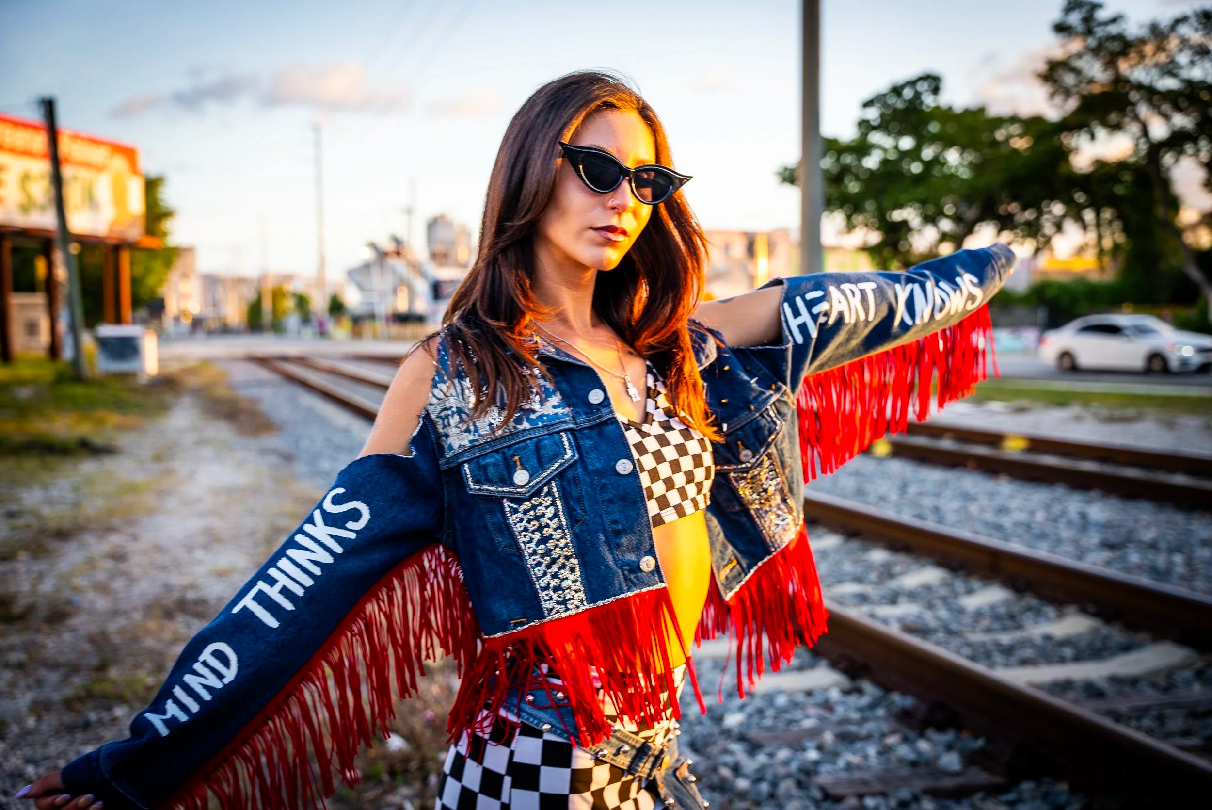 Jacket - Denim Red Fringe