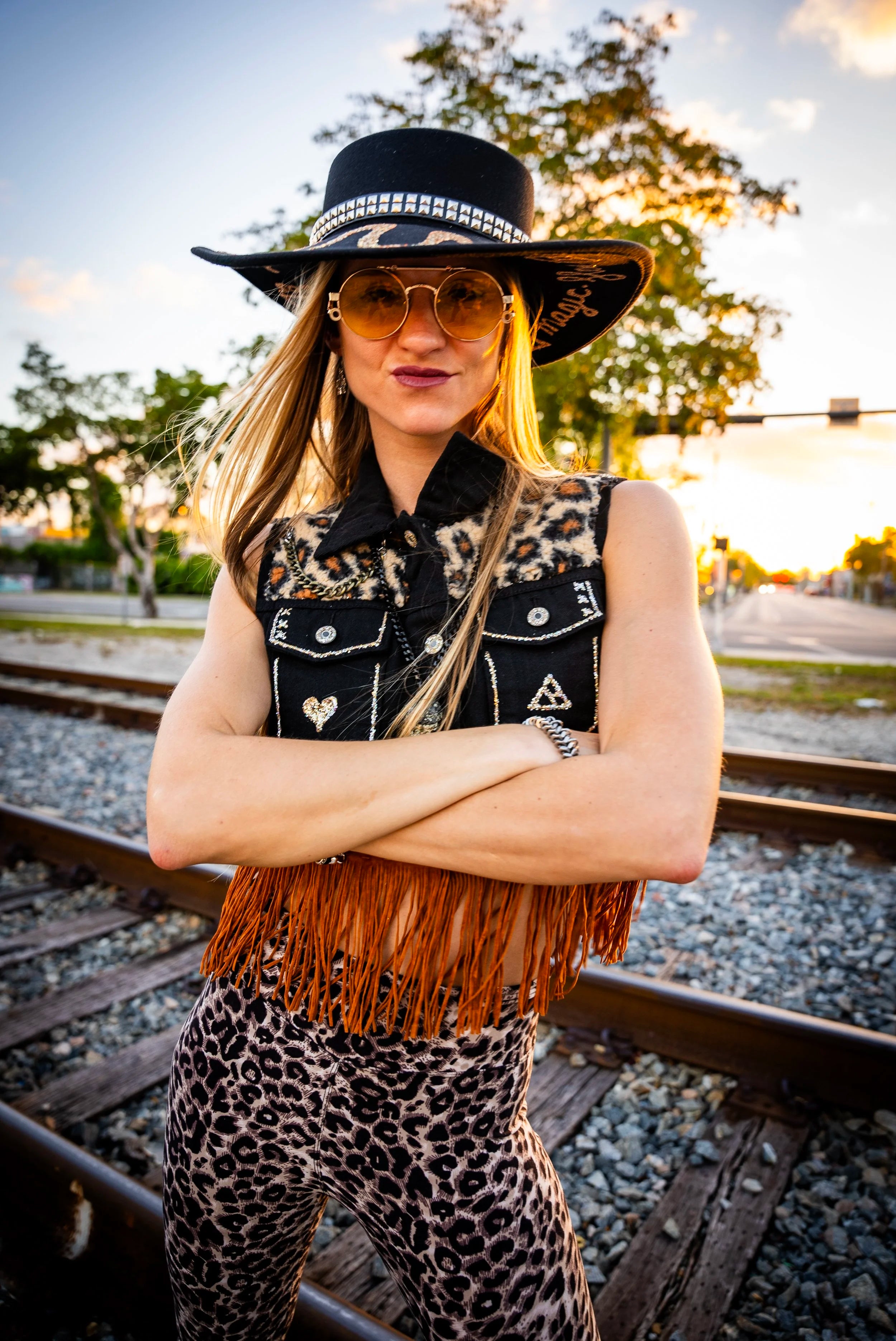 Vest - Leopard Print Fringe