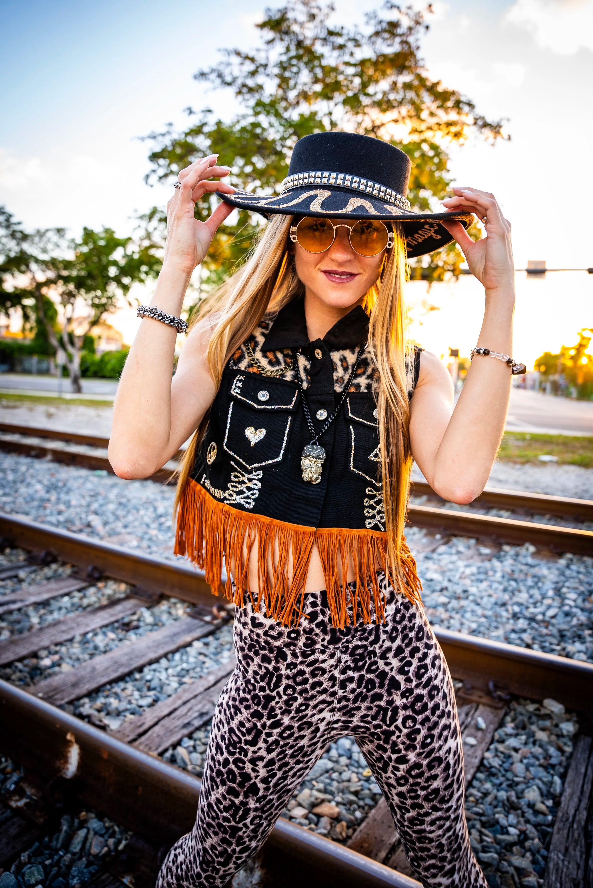 Vest - Leopard Print Fringe