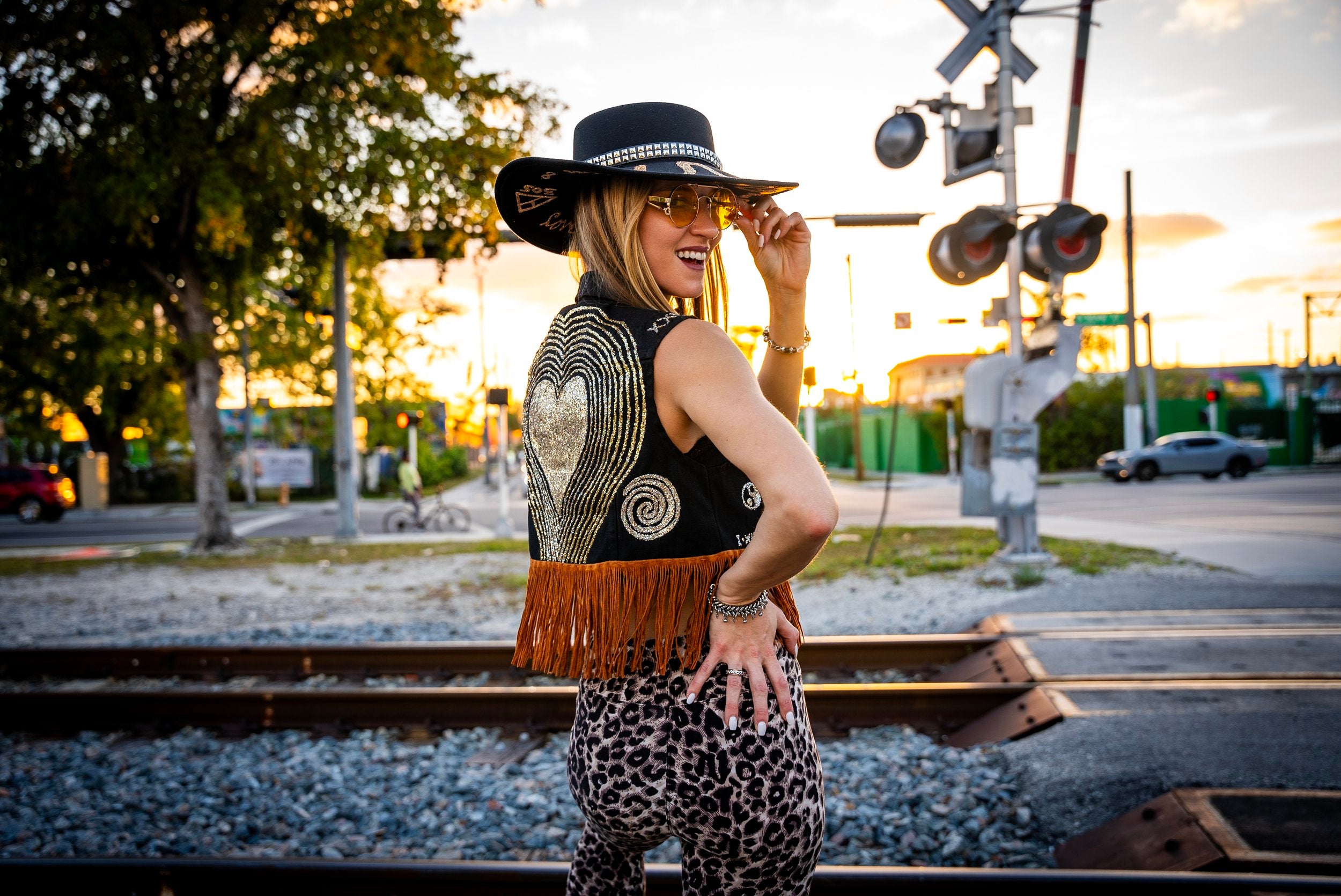 Vest - Leopard Print Fringe