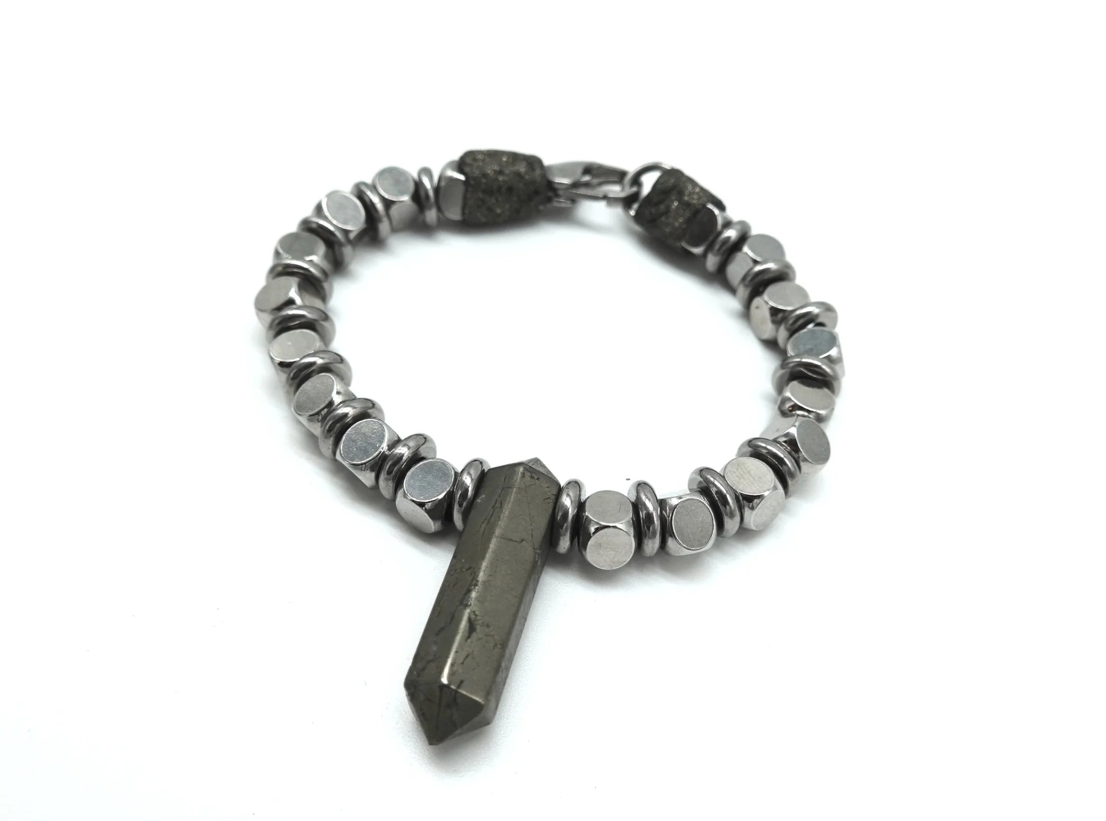Pyrite Solo Bracelet with 1 Pyrite stone wand