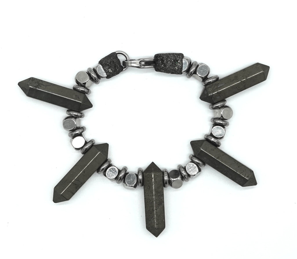 Quintet Bracelet with 5 Pyrite stone wands