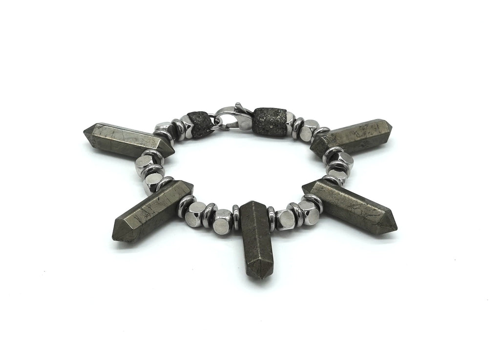 Quintet Bracelet with 5 Pyrite stone wands