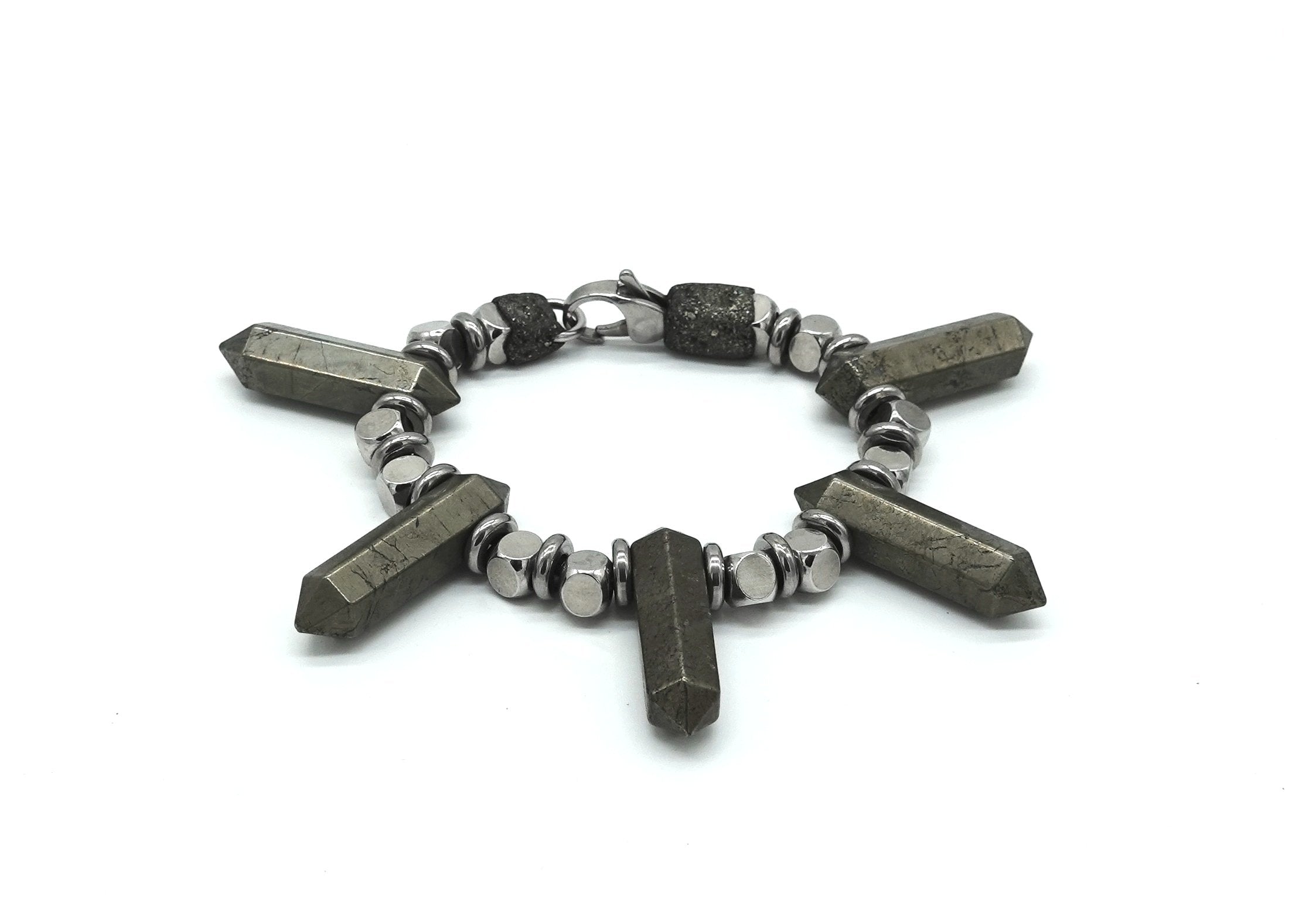 Quintet Bracelet with 5 Pyrite stone wands