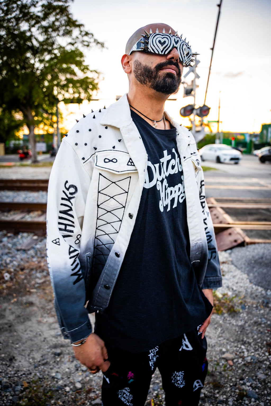 Jacket - White Gradient Spiked