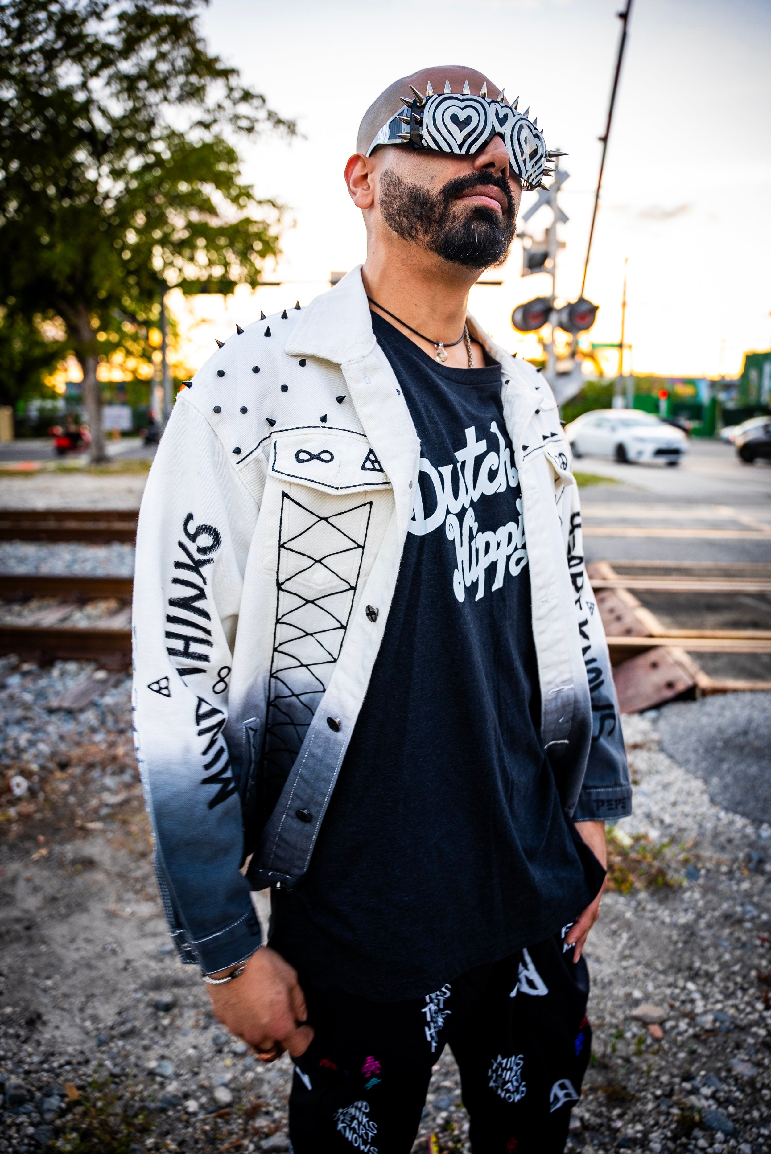 Jacket - White Gradient Spiked