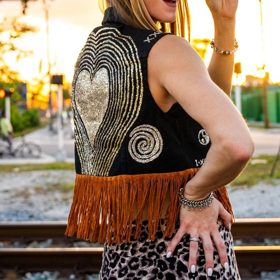 Vest - Leopard Print Fringe